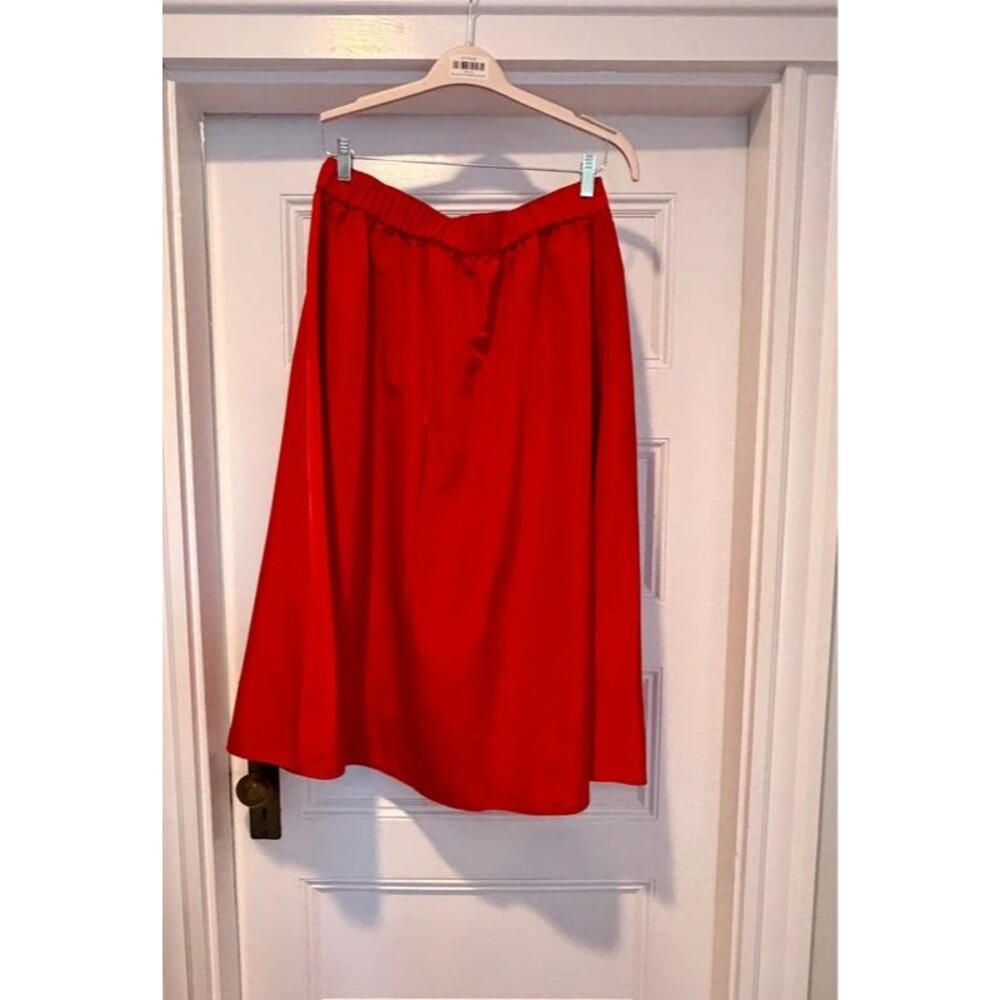 Cherry Red Taffeta Party Skirt - Women’s L - Midi Length Holiday - Picture 5 of 5
